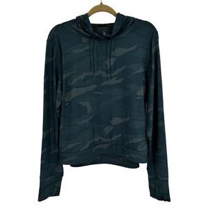 Spyder Camo‎ Hoodie Pullover Long Sleeve Top Blue Large